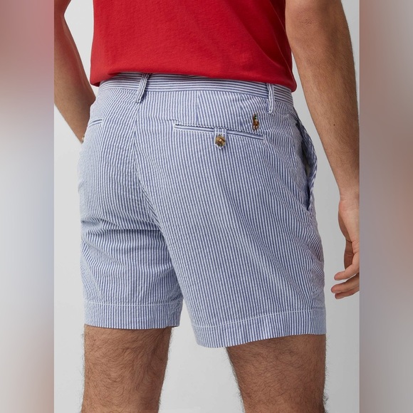 Polo Ralph Lauren Shorts Men's Size 34 Blue & White Stripe Seersucker Cotton - Picture 6 of 13